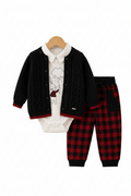 3-Piece Knit Cardigan, Bodysuit and Pants Set