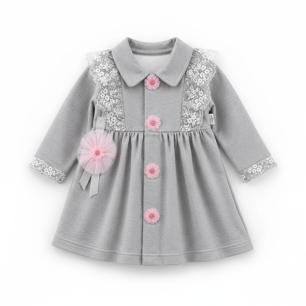 Baby Girls Lace Collar Dress - Long Sleeve Boutique Princess Dress