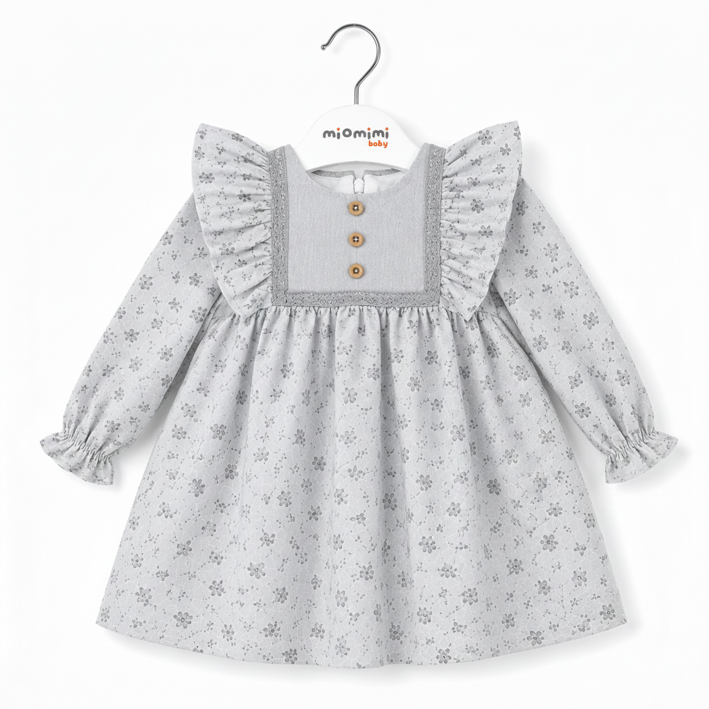 Baby Girl Dress - Long Sleeve Ruffle Cotton Dress for Toddlers