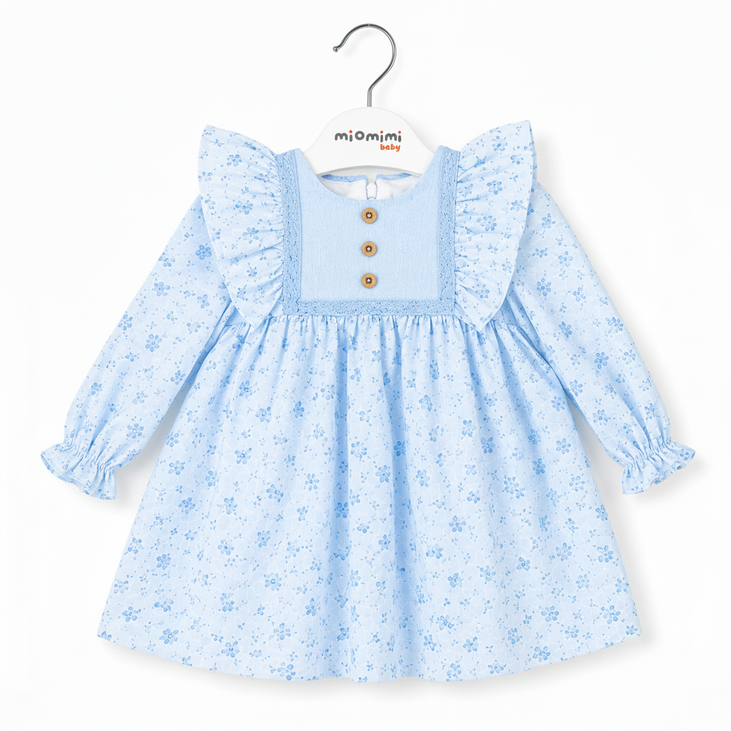 Baby Girl Dress - Long Sleeve Ruffle Cotton Dress for Toddlers
