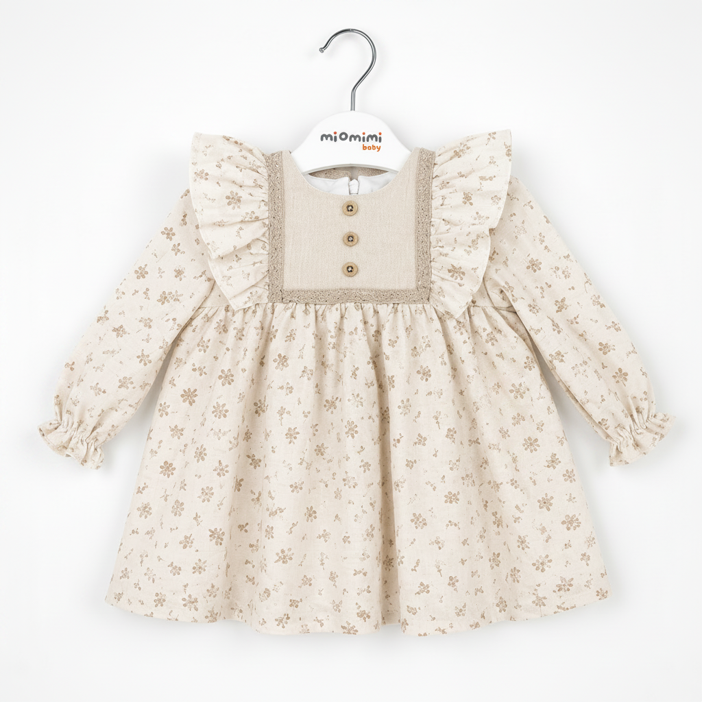 Baby Girl Dress - Long Sleeve Ruffle Cotton Dress for Toddlers